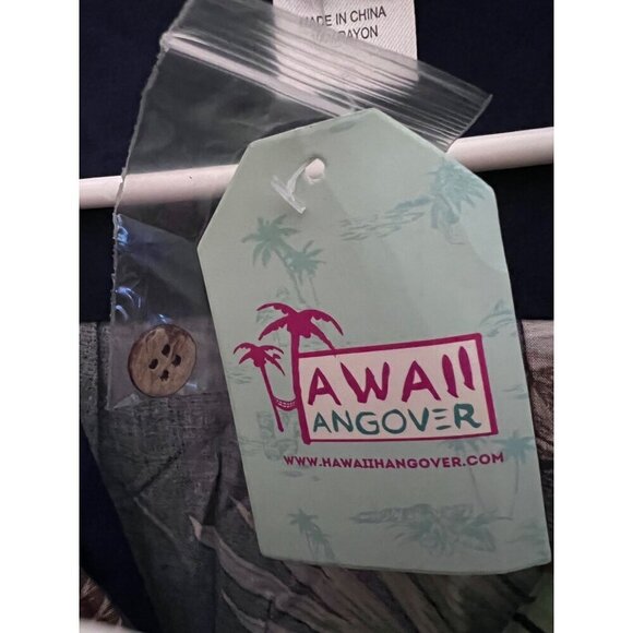 Hawaii Hangover Mens Blue Hawaiian Aloha Floral Button Up Shirt 2XL Pocket New - Picture 7 of 9